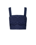 Ilyssa Crop Top In Navy Calypso Eyelet
