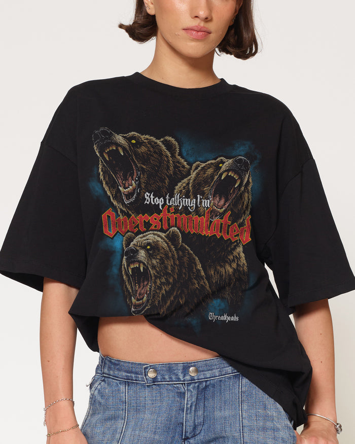 I’m Overstimulated Black Oversized Tee