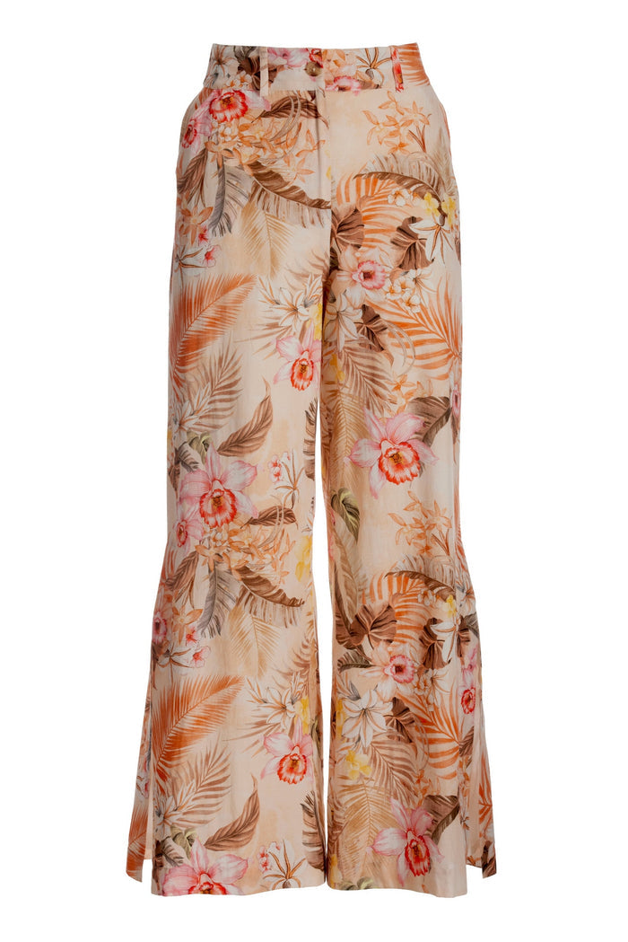 Ipanema Orchids Print Linen Side-Slit Pant Multi