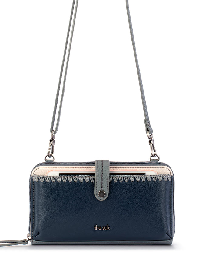 Iris Smartphone Wallet - Leather - Dusty Blue Block