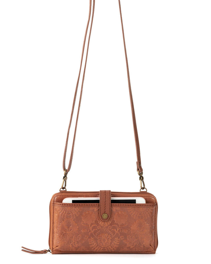 Iris Smartphone Wallet - Leather - Tobacco Floral Embossed