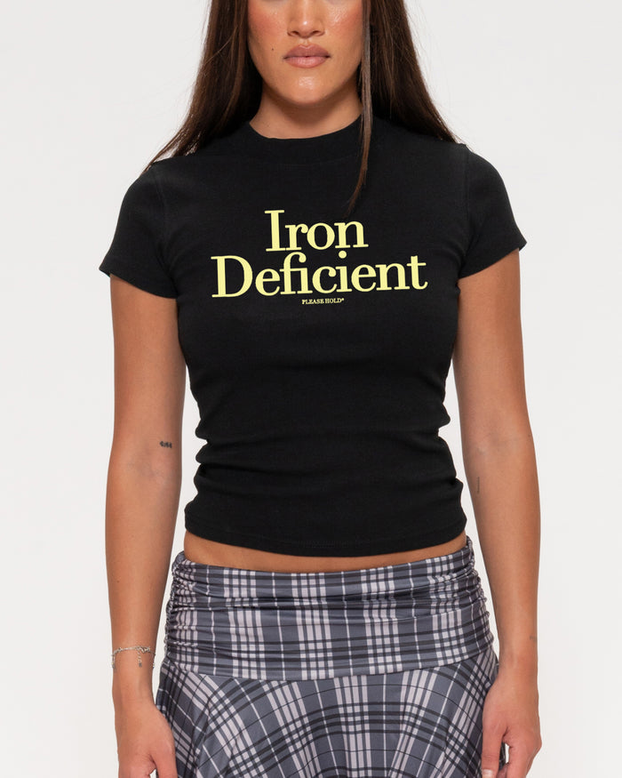 Iron Deficient Black Longline Baby Tee
