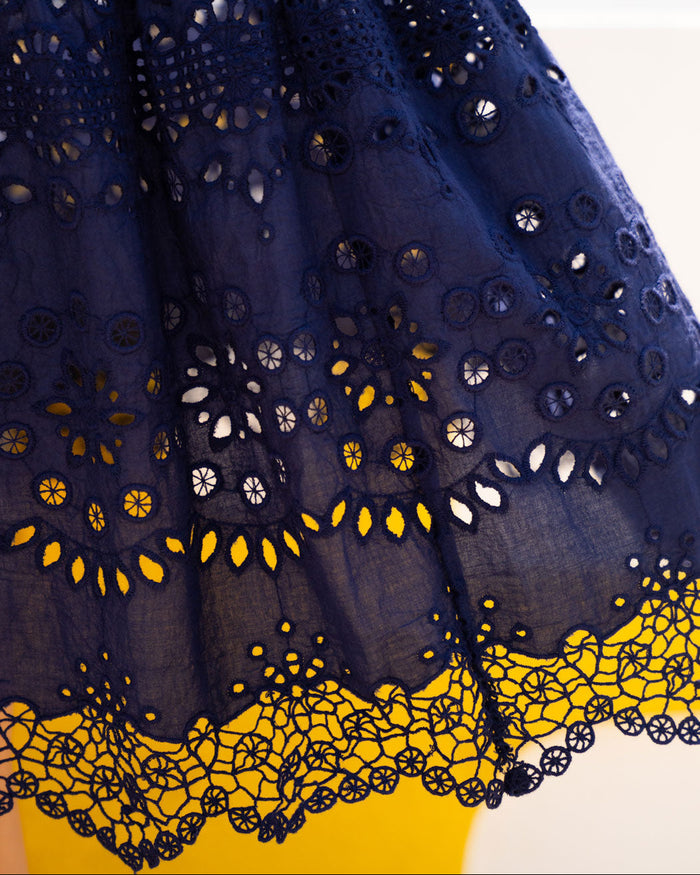 Jenni Skirt In Navy Calypso Eyelet