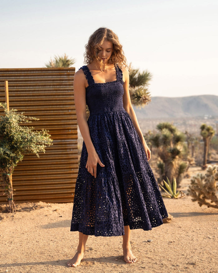 Kristen Dress Navy Seaside Eyelet