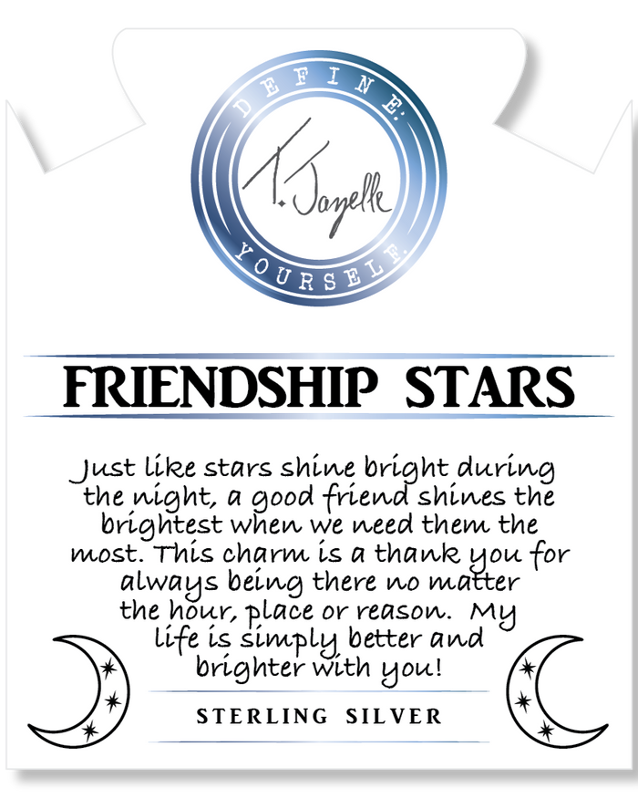 Larimar Gemstone Bracelet with Friendship Stars Sterling Silver Charm