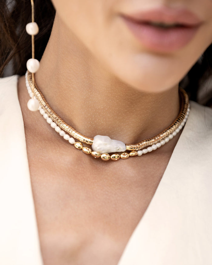 Liquid Gold and Pearl Choker