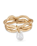 Liquid Gold and Pearl Stretch Bracelet