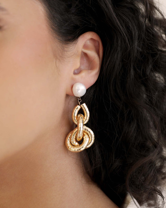 Liquid Gold Pearl Drop Earrings