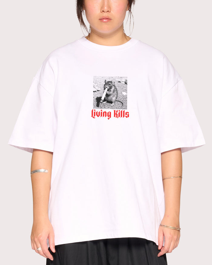 Living Kills White Oversized Tee