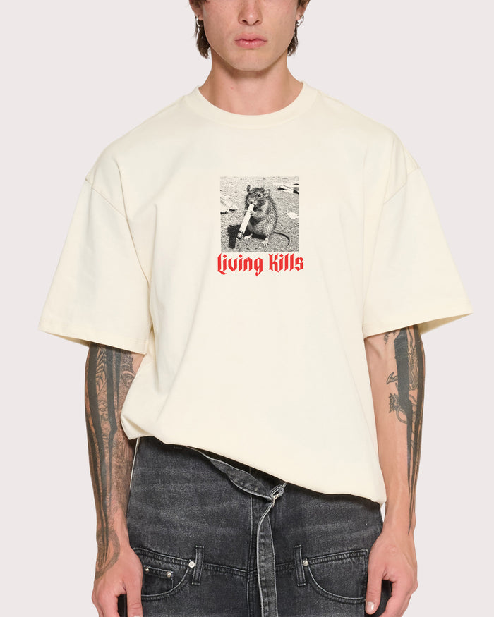 Living Kills Natural Oversized Tee