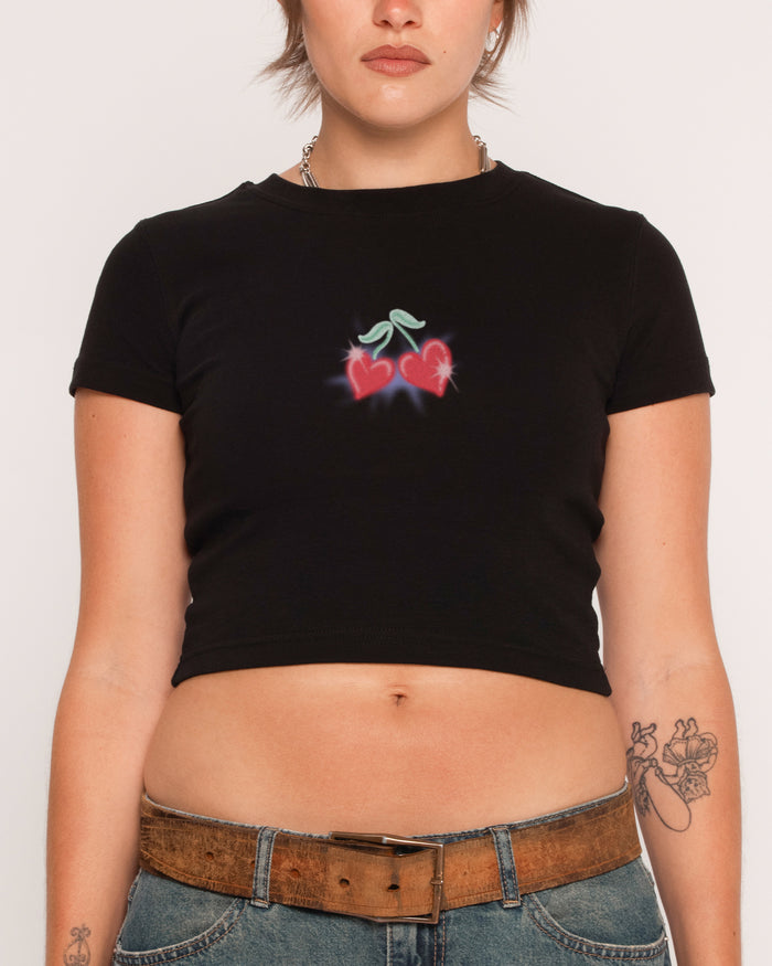 Love Cherry Black Baby Tee