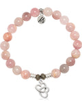 Madagascar Quartz Gemstone Bracelet with Linked Hearts Sterling Silver Charm
