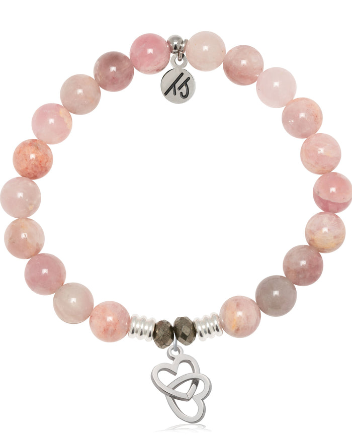 Madagascar Quartz Gemstone Bracelet with Linked Hearts Sterling Silver Charm