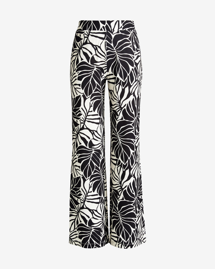 Malibu Print Wide Leg Pant Contrast Leaves