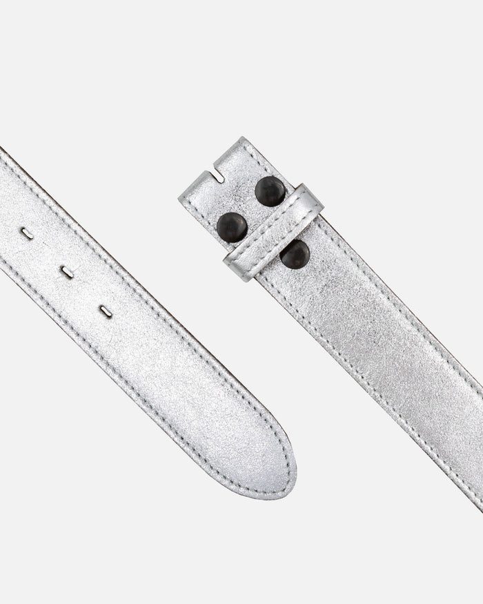 Marcella | Silver Metallic Leather Belt Strap