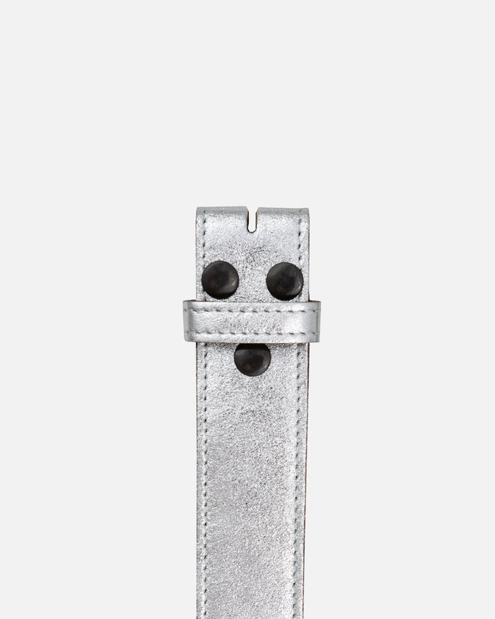 Marcella | Silver Metallic Leather Belt Strap