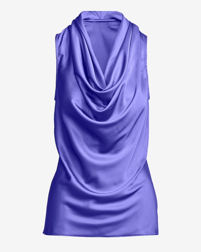 Marilyn Cowl-Neck Charmeuse Blouse Purple Opulence