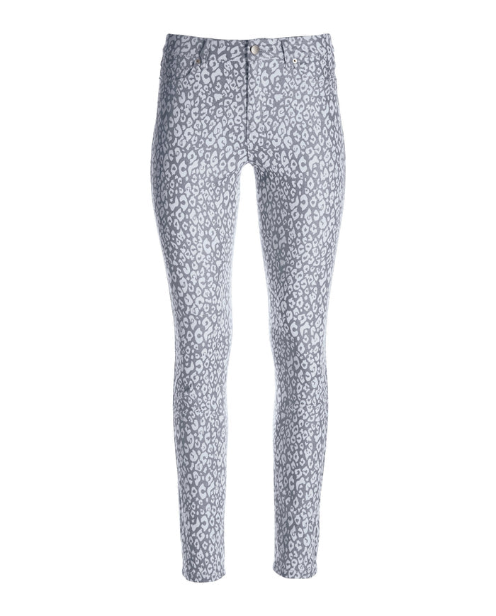 Metallic Snow Leopard Ankle Jean Silver/White