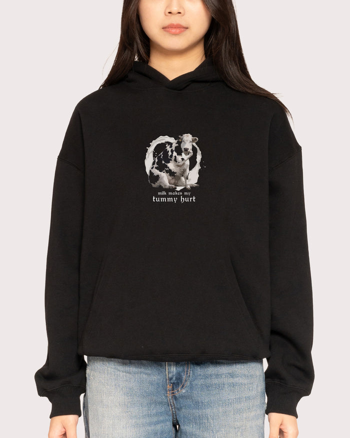 Milk Makes My Tummy Hurt Black Hoodie