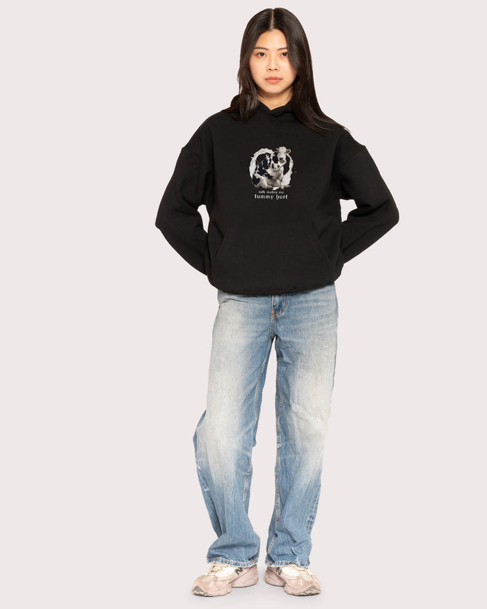 Milk Makes My Tummy Hurt Black Hoodie