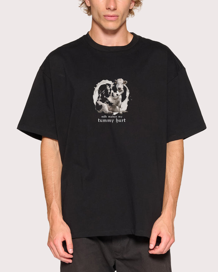 Milk Makes My Tummy Hurt Black Oversized Tee