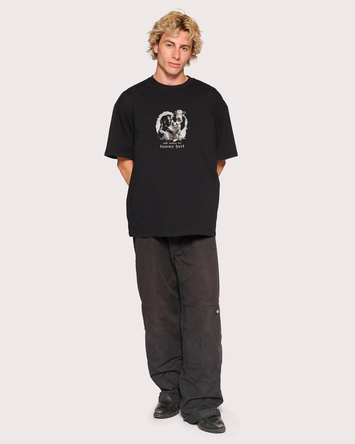 Milk Makes My Tummy Hurt Black Oversized Tee