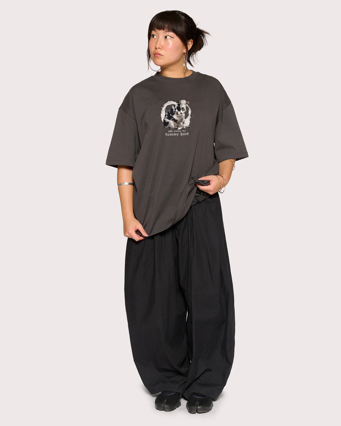 Milk Makes My Tummy Hurt Charcoal Oversized Tee