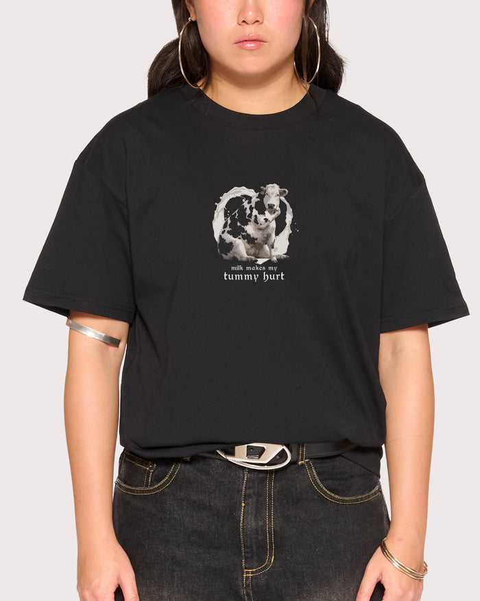 Milk Makes My Tummy Hurt Black T-Shirt