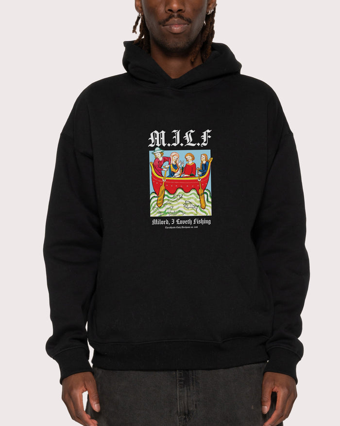 Milord, I Love Fishing Black Hoodie