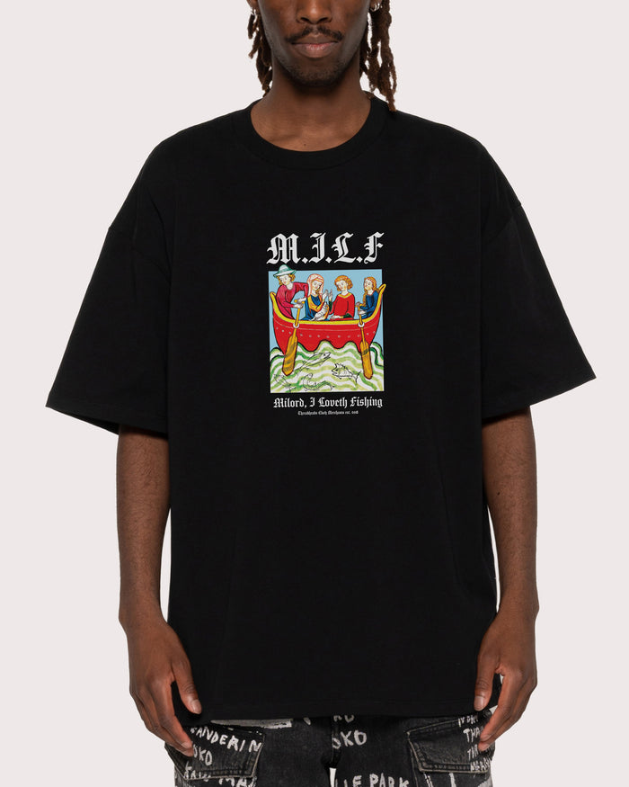 Milord, I Love Fishing Black Oversized Tee