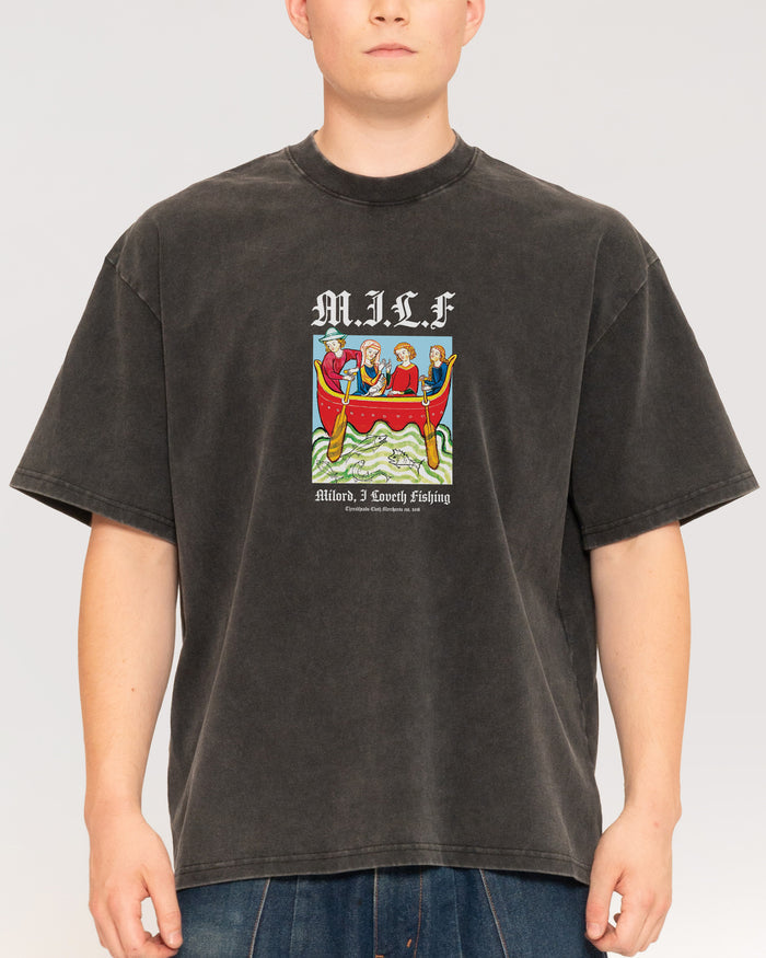Milord, I Love Fishing Black Stone Oversized Tee