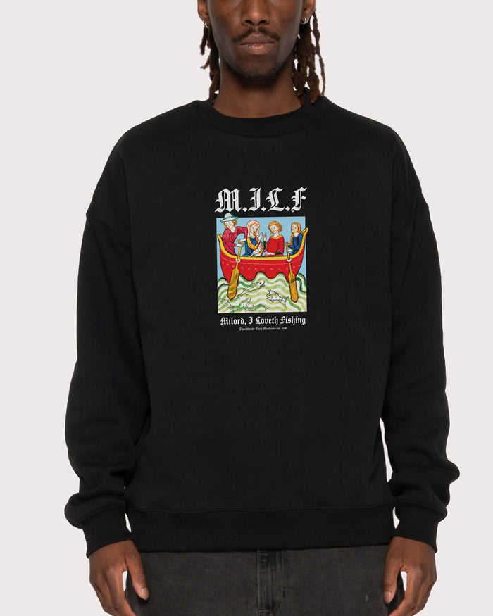 Milord, I Love Fishing Black Sweatshirt