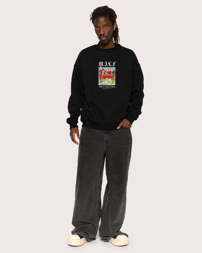 Milord, I Love Fishing Black Sweatshirt