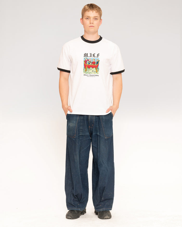 Milord, I Love Fishing Black Ringer T-Shirt