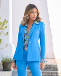 Modern Single Button Blazer Blithe Blue