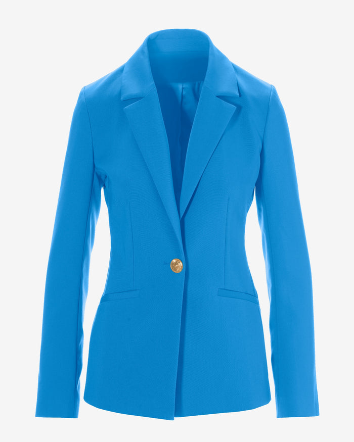 Modern Single Button Blazer Blithe Blue