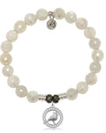Moonstone Gemstone Bracelet with White Cardinal CZ Sterling Silver Charm