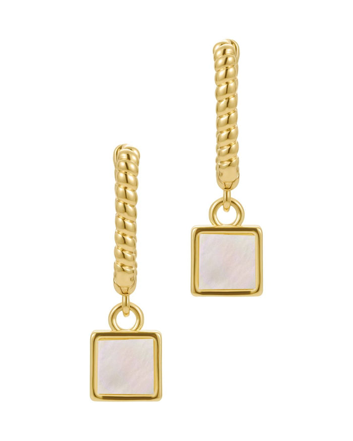 MOTHER-OF-PEARL CHARLOTTE DROP HUGGIE HOOPS