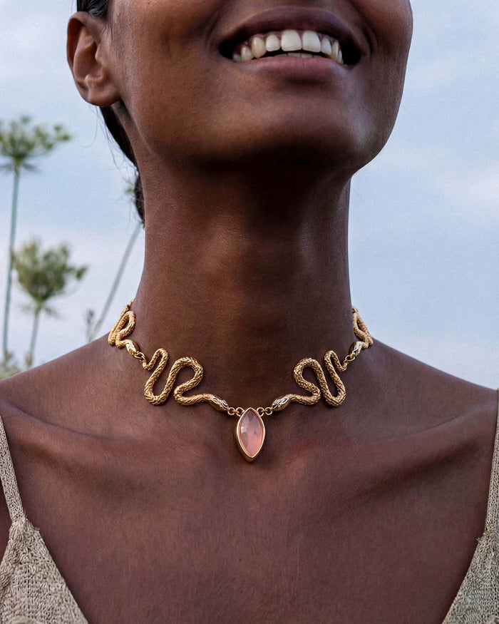 Mother of Pearl Serpentina Snake Choker