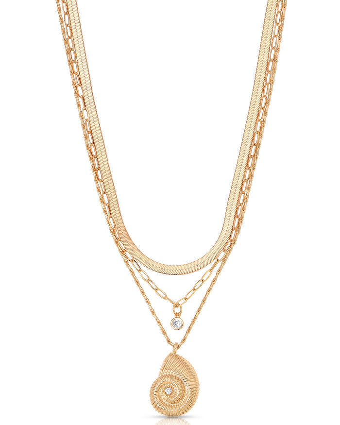 Nautilus Shell Pendant Layered Necklace