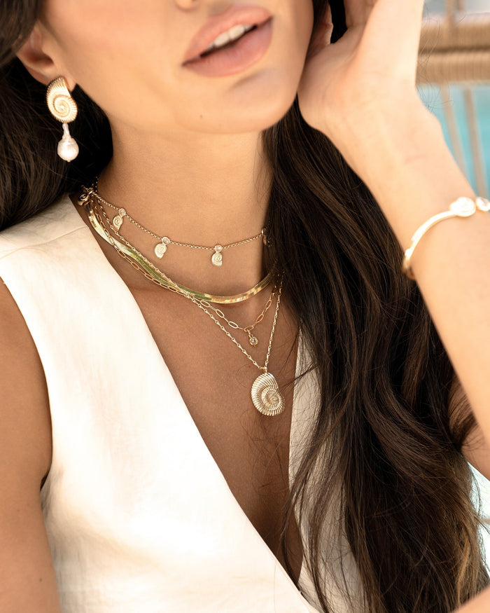 Nautilus Shell Pendant Layered Necklace
