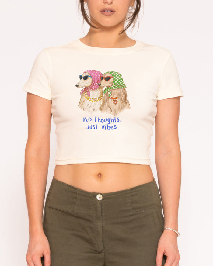 No Thoughts, Just Vibes Natural Baby Tee