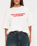 Not Interested, Just Bored White Boxy Crop Tee