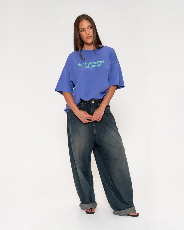 Not Interested, Just Bored Purple Boxy Crop Tee
