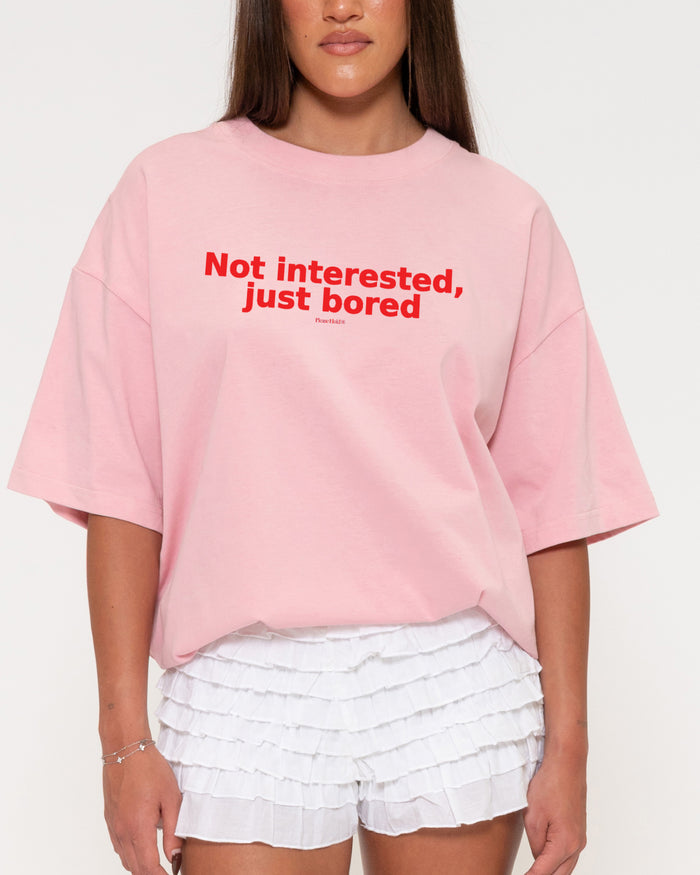 Not Interested, Just Bored Pink Boxy Crop Tee