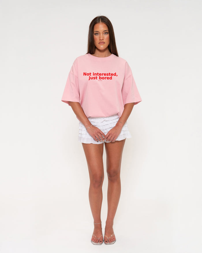 Not Interested, Just Bored Pink Boxy Crop Tee