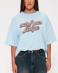 Out of Your League Blue Boxy Crop Tee