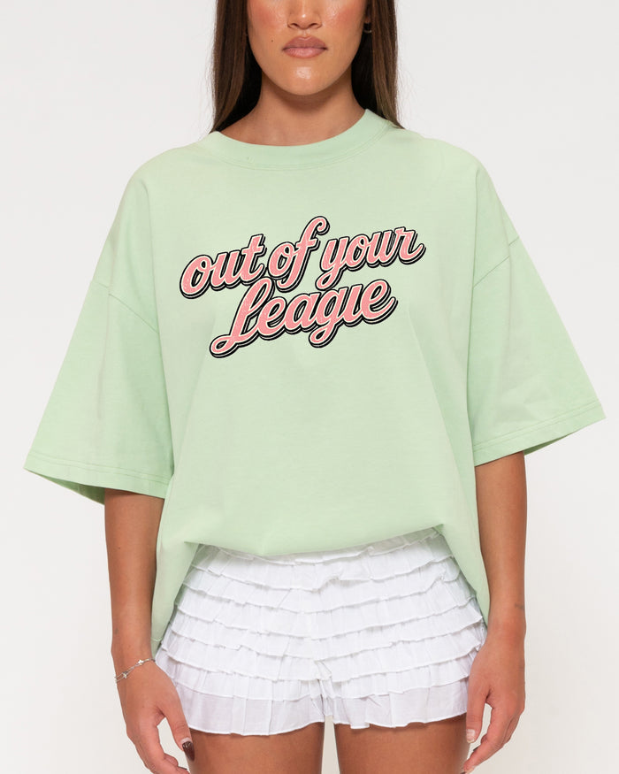 Out of Your League Green Boxy Crop Tee