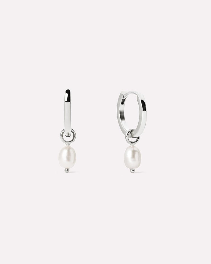 Pearl Huggie Hoops - Frida Silver