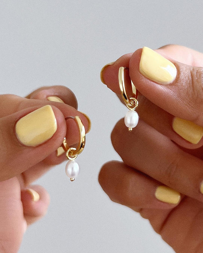 Pearl Huggie Hoops - Frida